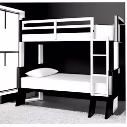 a bunk bed with white mattress in a room