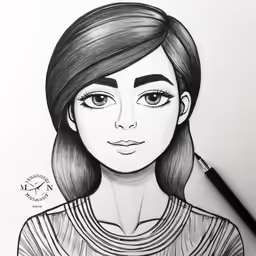 an illustration of a girl with blue eyes and bangs