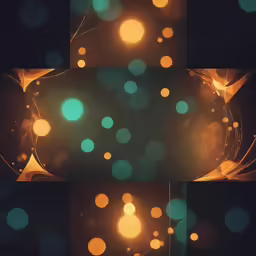a group of different colored lights shine down