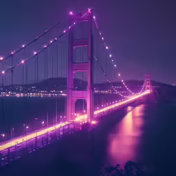 a very big pretty bridge that is lit up