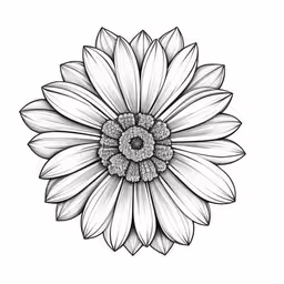 a sketch of a sunflower,a sunflower drawing with a pencil on paper,a drawing of a sunflower,the drawing shows a sunflower with white petals,a black and white drawing of a large flower