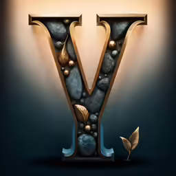 an illuminated letter and plant are used in this type of graphic art
