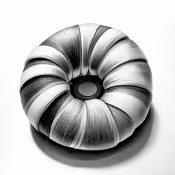 black and white photograph of spirally shaped object