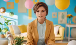 a woman sitting at a table with her hands on the plate