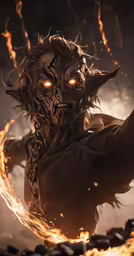 the creature is holding his arm out and staring