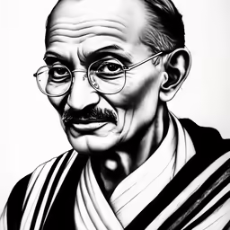 a drawing of gandhi with glasses on