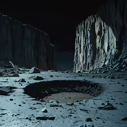 a group of rocks sitting in the middle of a cave