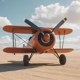 an airplane is on the sand near a sky