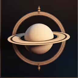 the saturn and its planet are in a circular display frame