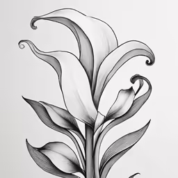 a drawing of a flower in black and white