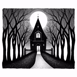 a painting with black and white design on it