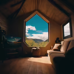 the window is a beautiful sight to see in the mountains