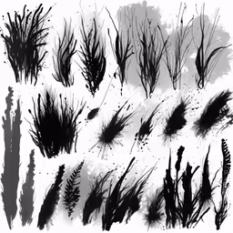 black and white silhouettes of different plants and trees
