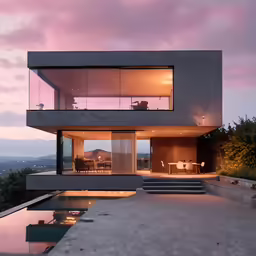 a house that has glass doors in front of it