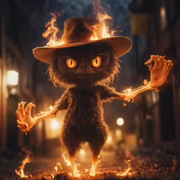 a scary cat with fire in the eyes