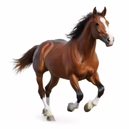a horse is running through the white background