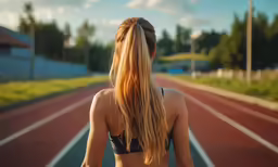 a person standing on a track with a helmet