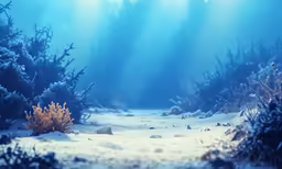 an underwater scene with snow and coral reefs
