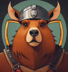 a brown bear with a hat on top of it
