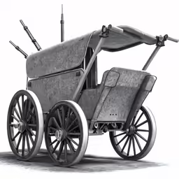 a model carriage with four wheels and a baby buggy