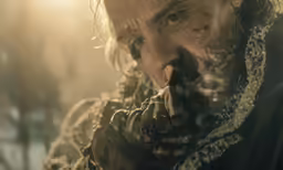 the man is using his fingers to touch his nose