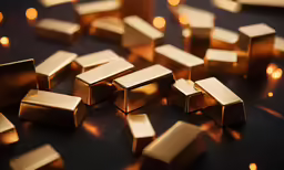 a lot of small gold cubes on top of a table