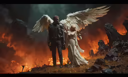 a couple in the midst of a fire
