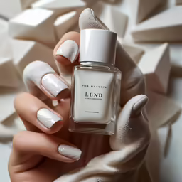 a person holding a bottle of nail polish