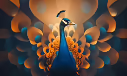 a painting of a peacock with a decorative background