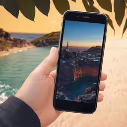 a person holding up their cell phone to take a photo,a person holding up their iphone to take a photo
