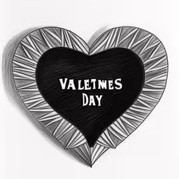 a black and white drawing with the words valentine
