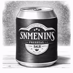 a beer can is shown on a wooden table