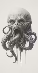 an octopus with its mouth open showing its teeth