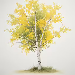 the tree with yellow leaves is tall and has very sharp limbs