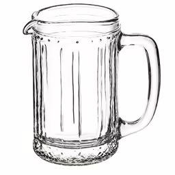 the glass mug is empty and ready to be filled with water