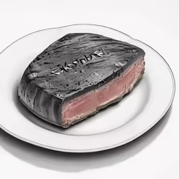 a piece of meat on a plate on the table