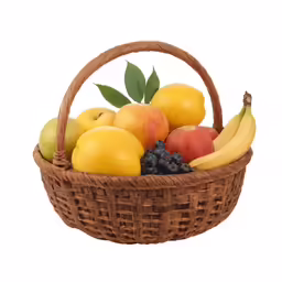 a fruit basket filled with lots of fruits