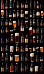 a wall full of many different types of alcohol in bottles