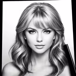 a very cute pretty lady with a big pen