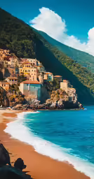 the sea is empty and there are small village along side it