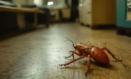 there is a bug that is laying on the floor