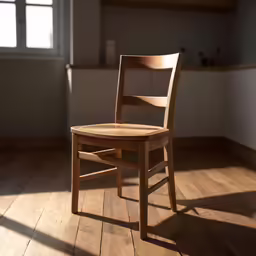 a wooden chair is sitting on the floor
