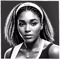 the portrait is of an african woman with a black top