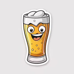 a glass of beer with a happy face