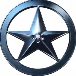 a star made of steel with black patters