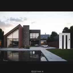 a large house with two story, rectangular shaped windows