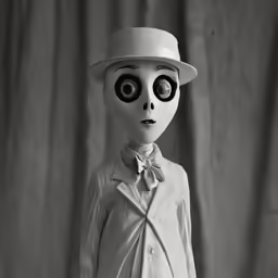the skeleton man is wearing a hat and dress