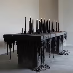 a very big table with many candles in it