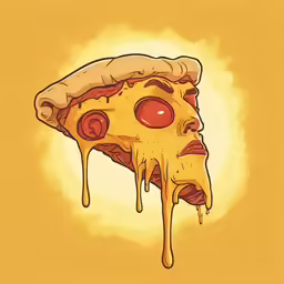 an illustration of a pizza with googly eyes