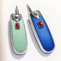two colorful object that has been shaped like a jet